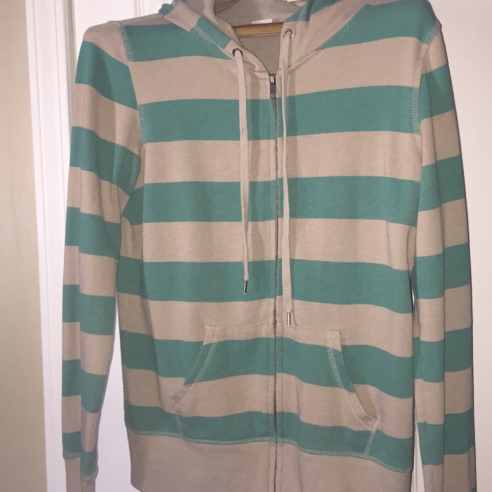Sea-foam and tan hoodie